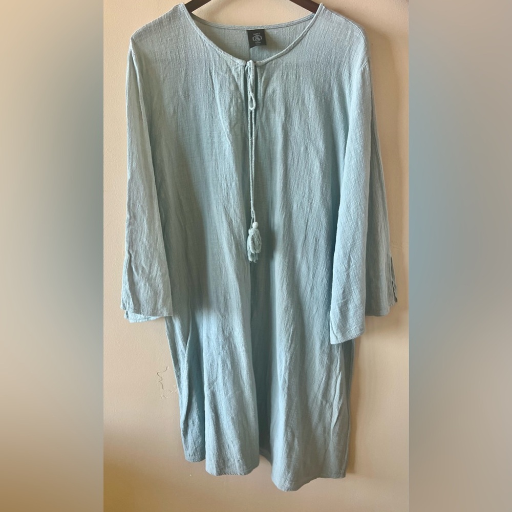 Agnes & Dora 100% Cotton Gauze Tunic Dress Seafoam XXL EUC
